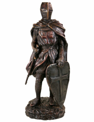 Statuette en bronze d'art « chevalier Templier »
