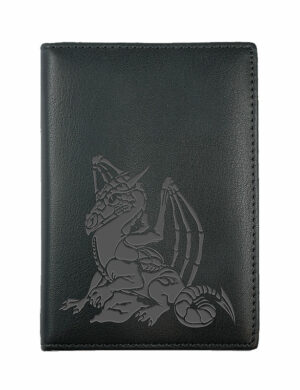 Porte-papiers en cuir noir « Dragon Squelette »