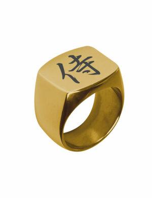 Chevalière dorée kanji japonais « Samouraï »