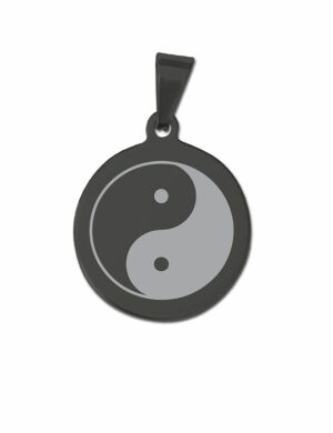 Médaille ronde noire « Yin yang »