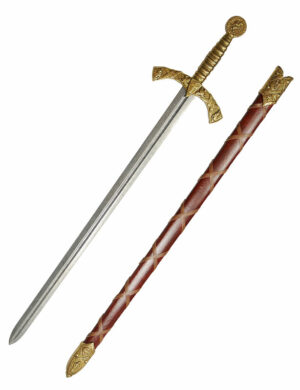 Épée templière, fourreau rouge (sceau templier)