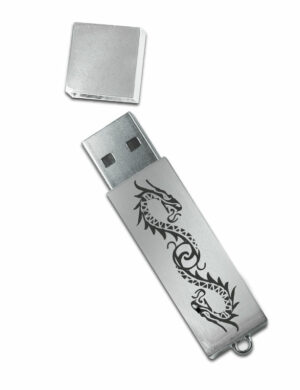 Clé USB argentée Dragon tribal