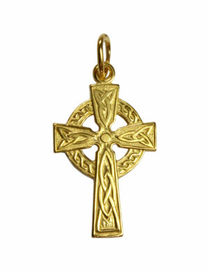 Pendentif Croix et entrelacs celtiques plaqué or