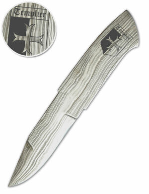 Couteau Damas monobloc « Blason templier »