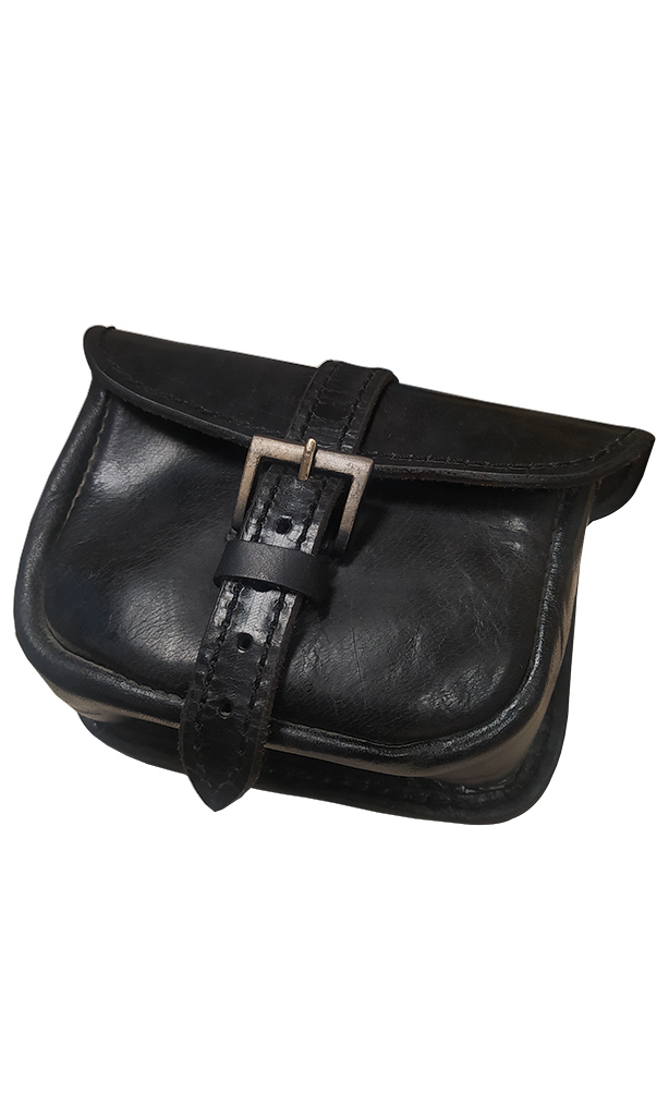 Petit sac en cuir noir/marron | Histophile