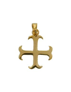 Pendentif croix ancrée plaqué or