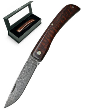couteau de poche Damas manche bois précieux